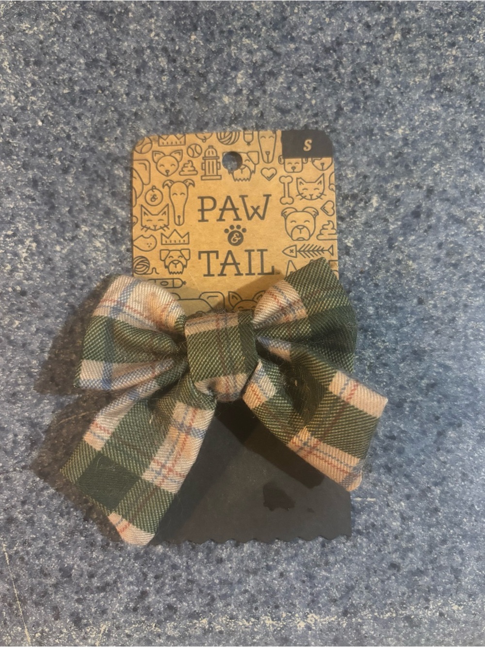 jcpenney Olive Green and Tan Plaid Pet Bow Clip